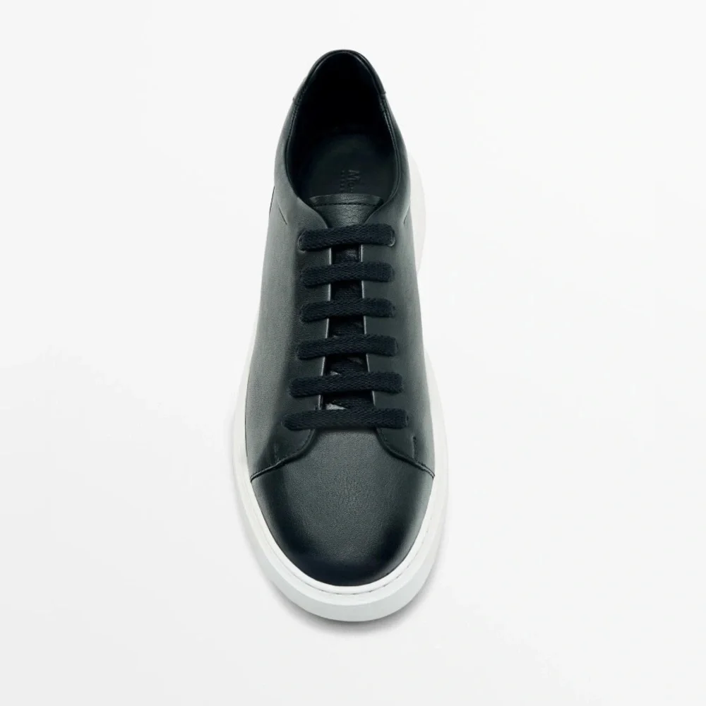 NWT. Massimo Dutti Blue Leather Sneakers/Trainers. Size 7.